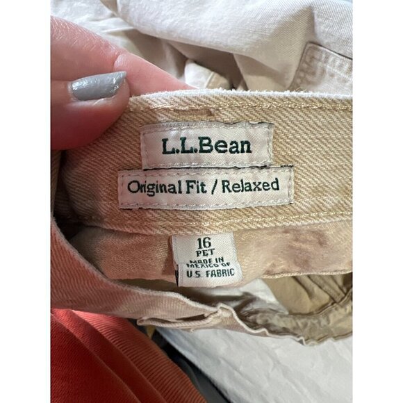 L.L. Bean Womens Tan Jeans Sz 16 Petite Orginal Fit / Relaxed Denim Plus Size - Picture 3 of 7